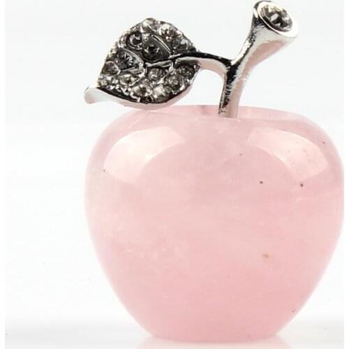 1PC Natural Stone Carved Apple Crystal Pink Quartz Beads Healing Crystal Lapis Natural Gem Modern Home Decoration Christmas Gift