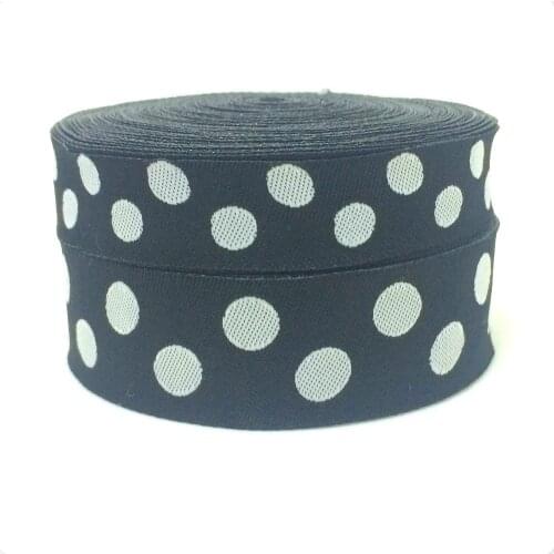 16MM 5/8" AND 22MM 7/8" BLACK BELT Printing white dots 100% Polyester Woven Jacquard Ribbon inventory sales KTZD16011201