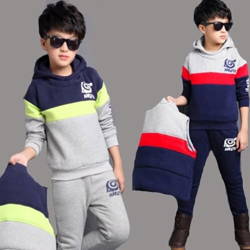 Spring Autumn Children Clothes Set 2021 New Girls Kids Plus Velvet Hoodies Sweatshirt+Vest+pants 3pcs Suit For Boys Warm Clothes