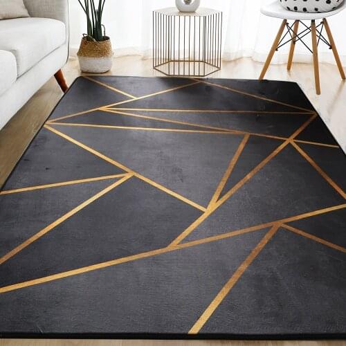 Geometric Carpet for Living Room Velvet Rug Kids Bedroom Bedside Rugs Soft Square Fluffy Carpets Home Sofa Table Decor Mat