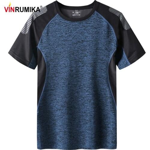 2020 Mens Summer Quick Dry Sport T-shirt Man Outdoor Sports Casual O-neck Gray Short Sleeve T-shirts Tees Tops 4XL 5XL 6XL 7XL
