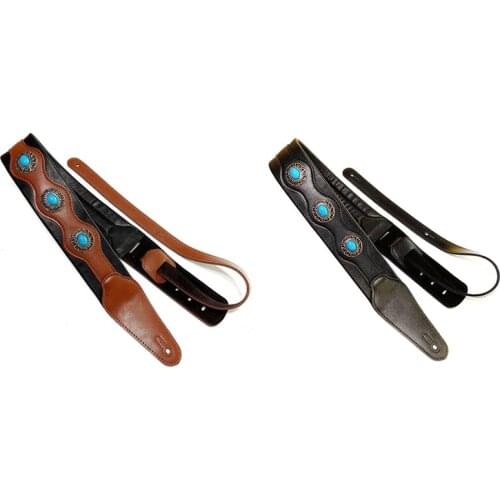 Guitar Strap Ethnic Style Leather Adjustable Acoustic Electric Belt