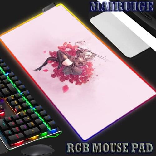 NieR Automata Anime Gaming Computer Mousepad RGB Large Mouse Pad XXL Mouse Carpet Big Mause Pad PC Desk Play Mat with Backlit