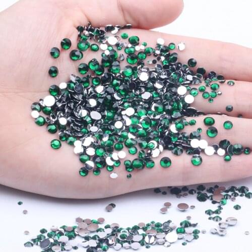 Emerald Nails Art Resin Rhinestones 1000-10000pcs 2-6mm Round Flatback Non Hotfix Glue On Diamonds DIY 3D Nails Art Phone Cases