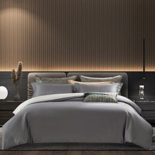 Reversible Gray duvet cover Luxury 1000TC Egyptian Cotton Soft bedding set 4Pcs bed sheet pillowcases Full Double Queen King