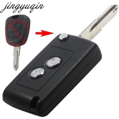 Jingyuqin Modified 2 Buttons Folding Key Remote Case For Peugeot 206 207 306 406 Citroen Car Flip Key Shell Fob Replacement