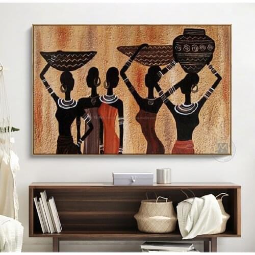 Moden african women pictures for home decor handmade oil painting on canvas abstract painting living room pictures on the wall