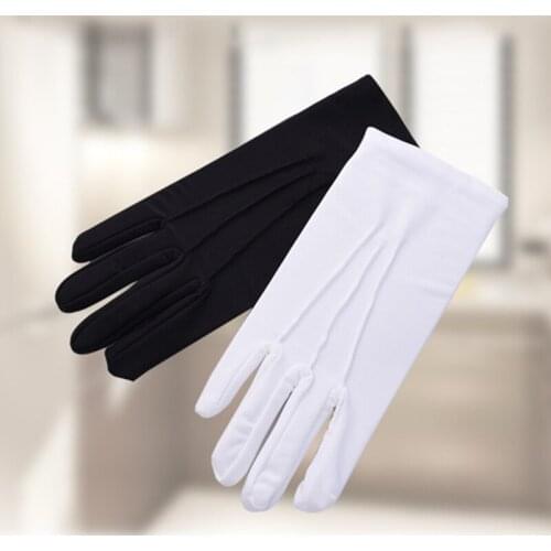 Fashion Black White Gloves House Work Daily Motorcycle Gym Gloves For Sports Etiquette Elastic Sun Protection Women Men Gloves