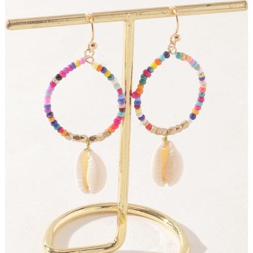 Trend Small Fresh Color Rice Bead Earrings Female Fashion Shell Jewelry Japan and South Korea Sweet Temperament Earrings