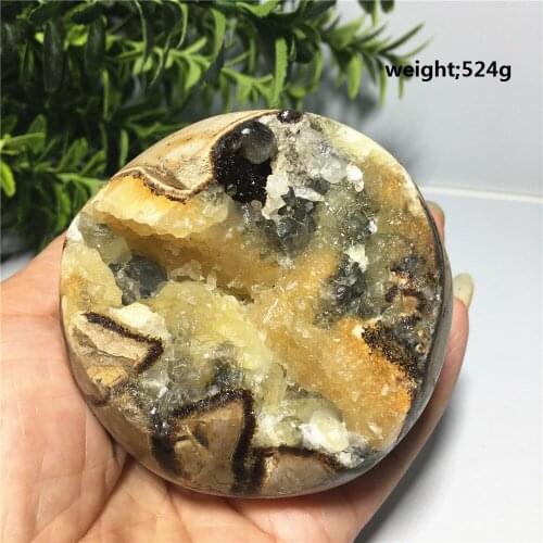 Natural Septarium Stone Reiki Healing Quartz Crystal Home Wedding Decoration Chakra Treatment Shape Egg Specimen Ornament