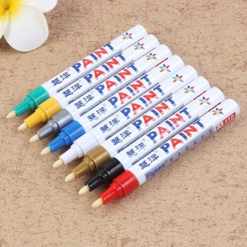 New 12 Colors White Waterproof Rubber Permanent Paint Marker Pen Car Tyre Tread Environmental Tire Painting Dropshipping