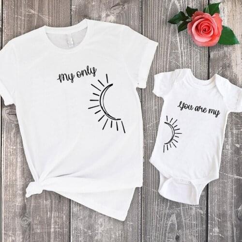 Family Matching Clothes Mom and Me Matching Shirts My Only Sunshine Child Matching Tee Letter You Are My Sunshine Shirt