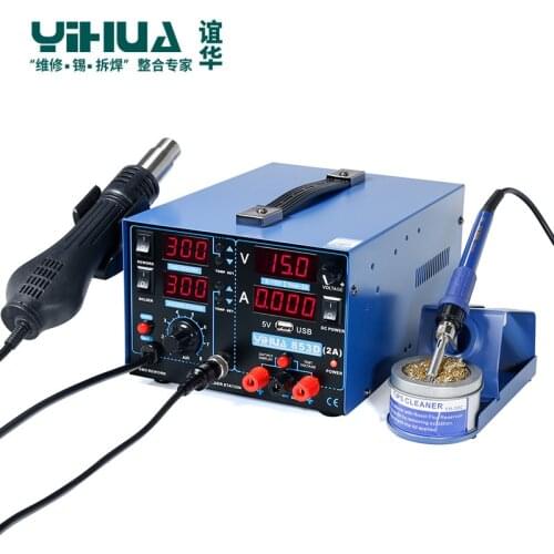 USB Rework Station Welding Hot Air Rework Station 220V/110V 3 IN 1 YIHUA 853D 2A