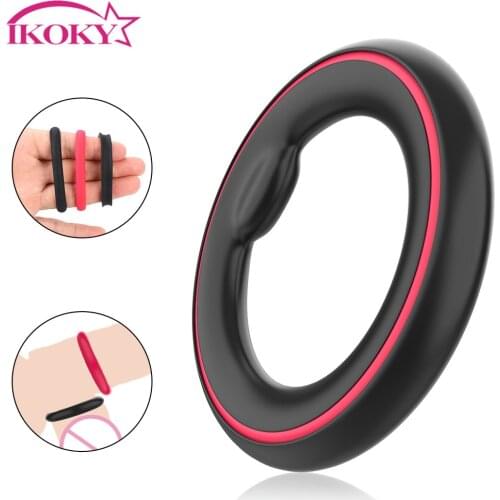 Extender Cock Ring Delay Ejaculation Penis Ring Sex Toys for Men Male Enlargement 3 in 1 Silicone Male Chastity Cage Device