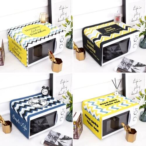 Nordic style Cotton and hemp Water wave lattice Microwave oven dust cover Cobertura para beterraba Cubierta de polvo para horno