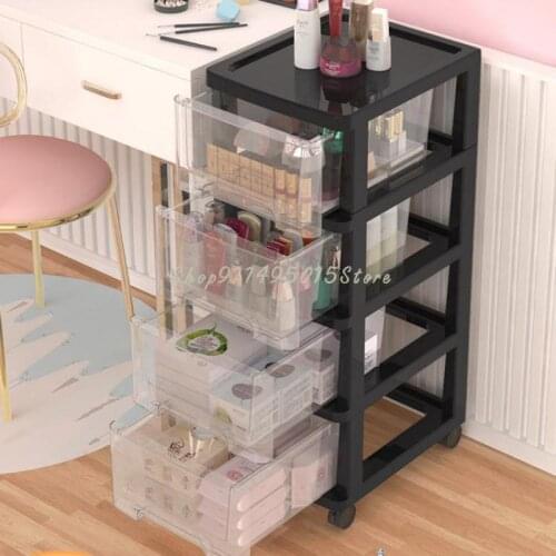Net Celebrity Cosmetic Rack Floor Desktop Storage Box Drawer Type Dustproof High And Narrow Under Table Storage Cabinet