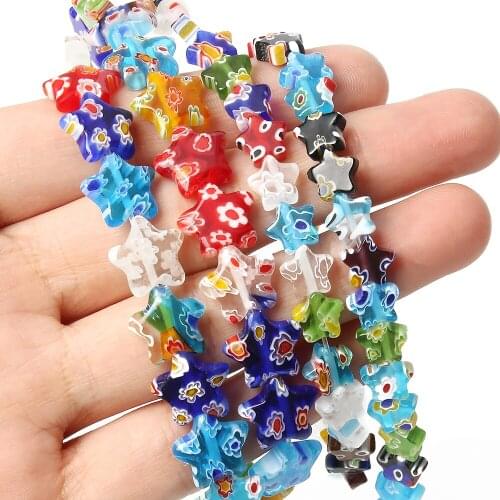 Mixed Millefiori Floral Glass Loose Crafts Beads Charms Star 8/10/12mm Loose Beads For Diy Jewelry Making Bulk