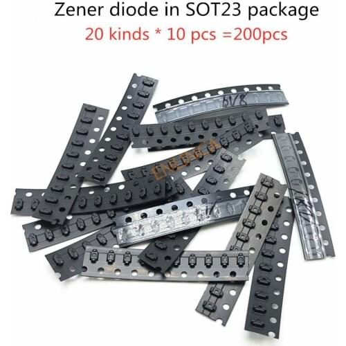 Zener diode in SOT23 package 20 kinds * 10 pcs =200pcs Samples ki KIT