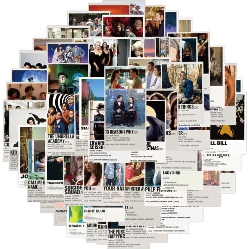 64pcs Classic Movie Stickers Scrapbooking Accessories Sticker for Luggage Skateboard Notebook Waterproof Stickers Decoration