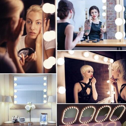 LED Vanity Mirror Lights Kit USB Powered Hollywood Style 10 Dimmable Bulbs Makeup Lighting Fixture Strip Make-up Dressing Table