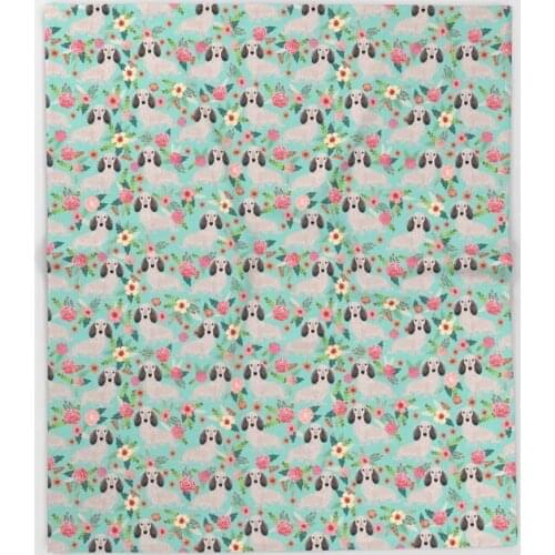 Dachshund Cartoon Throws for Sofa Cute Kids Design Dachshund Florals Blankets Christmas Decorations for Home Custom Blanket