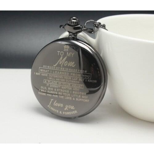 Top Uniqu Family Gifts Customized Greeting Words I LOVE YOU Theme Quartz Pocket Chain Watch Souvenir Gifts for Mom Watch