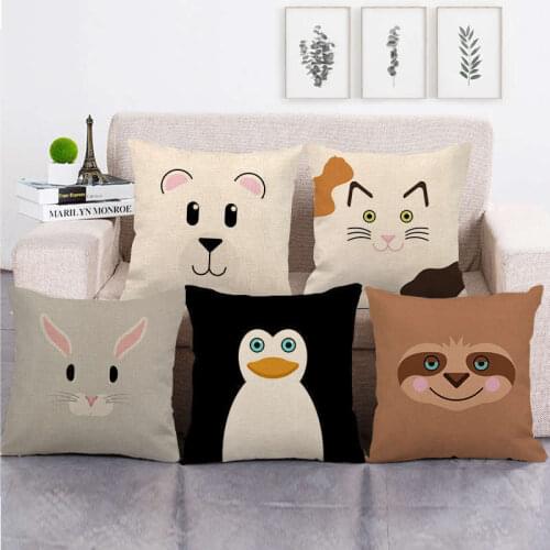 Funny Cute Animal Avatar Cushion Cover Cartoon Pets Pillows Cases for Sofa Home Decoration Pillowcase Linen Throw Pillow Cover