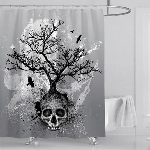 Halloween Horror Print Home Decor Curtains Polyester Waterproof Shower Curtain Set with Hooks Living Room Decorative Screen