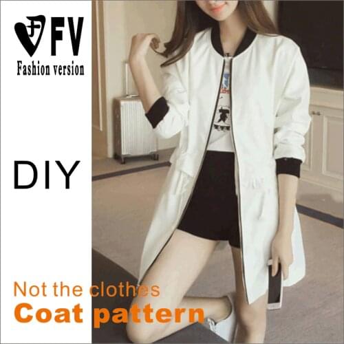 Ladies Long Baseball Windbreaker Jacket Pattern 1:1 Garment Cutting Design Drawing BWT-49