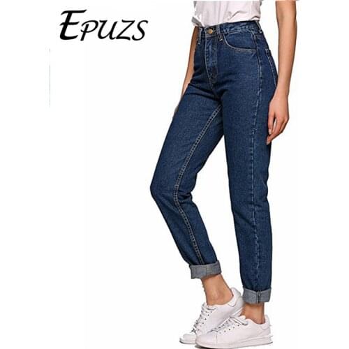 Spring 2019 retro women pencil denim pants blue high waist jeans woman casual vintage boyfriend mom jeans korean fashion