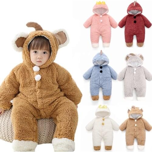 0-12M Winter Jumpsuit for Newborns 2021 New Baby Girl Clothes Thick Hooded Windproof Outerdoor New Born Romper Girl Boy Clothes