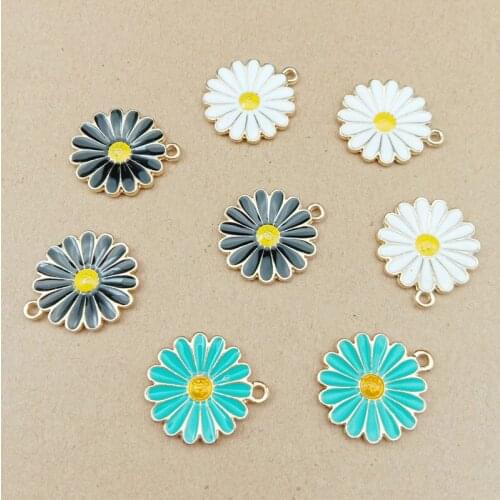 10pcs 18*18mm Beautiful chrysanthemum flower pendant alloy enamel Charms DIY accessories of necklace bracelet headdress YZ460