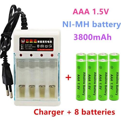 100% New 3800mAh AAA Alkaline Battery AAA rechargeable battery for Remote Control Toy Batery Smoke alarm with charger