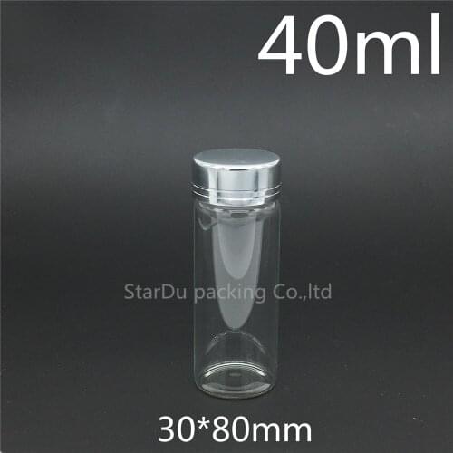 12pcs 30*80mm 40ml screw neck glass bottle with Aluminum cover for vinegar or alcohol,carft/storage candy bottle