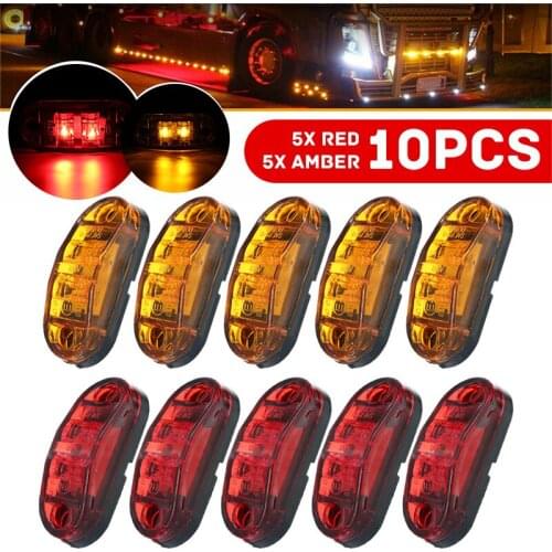 5+5pc 12V 1.2W Amber Red LED Car Truck Trailer RV Side Clearance Marker Lights Identification Lamp With 20pcs Screws Accessories