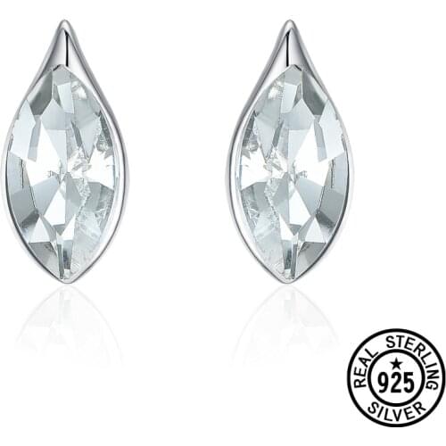 925 Sterling Silver Earrings Teardrop Crystal Delicate Elegant Solitaire Stud Earrings For Women Girls Trendy Fine Jewelry