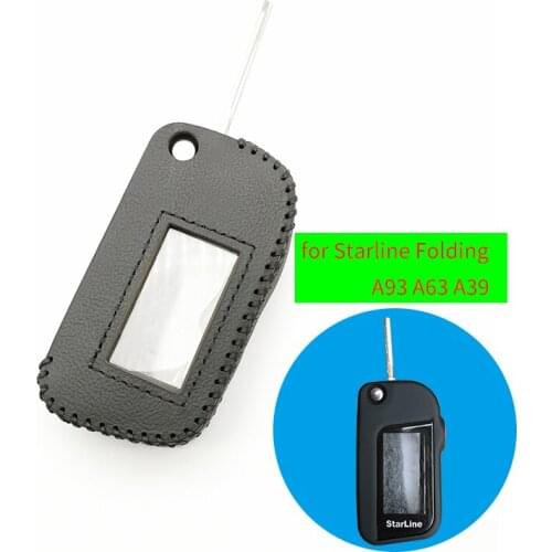 Genuine Leather Key Case A93 for Starline Folding A93 A63 A39 A93 Folding Car Flip Remote Fob Case Cover