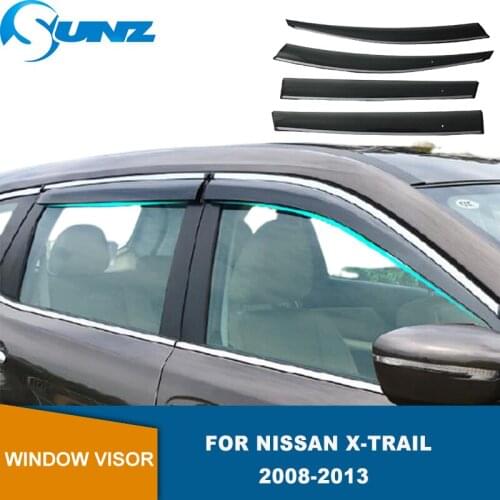 Side Window Deflector For Nissan X-trail Rouge T31 2008-2013 Chrome Strip Window Visor Sun Rain Guards Weather Shield SUNZ