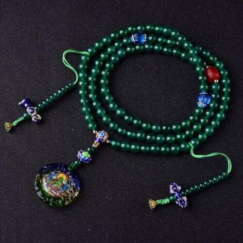 Designer Tibetan Mala Buddhist Green Tara Prayer Beads Tibetan 108 Beads Mala Buddhist Rosary Beads