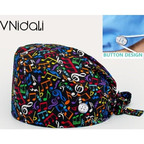 Men and women with button scrub hat beauty salon working cap lab pet shop nursing adjustable scrubs cap nurse accessories