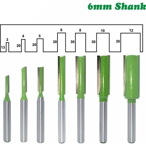 1pcs 6mm Shank Straight Bit Tungsten Carbide Steel Single Double Flute Router Bit Wood Milling Cutter for Wood Woodworking Tools