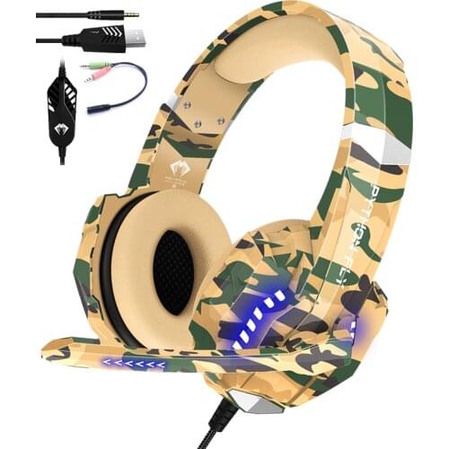 Gaming Headphone With Soft Breathable Pads Adjustable 7.1 Surround Sound Headset 3.5mm USB HD Microphone LED Light Suitable