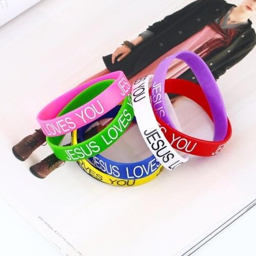 Cool Colorful Custom Silicone Bracelet "JESUS LOVE YOU" Popular Rubber Sports Wristband & Bangle For Kids Adult Sport brta68