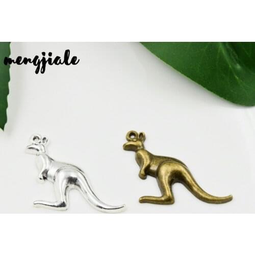 MENGJIALE 10pcs/lot Two Color Plated Charms Kangaroo Pendants Zinc Alloy Charms Jewelry Findings For DIY 41*30mm