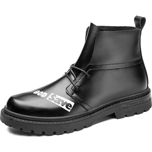 Mens high-end leather Martin boots, fashion outdoor casual tooling boots, four seasons casual mens motorcycle leather boots