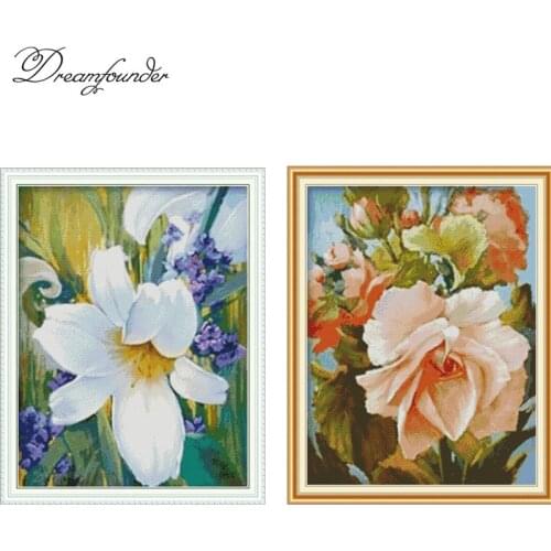 Flower series cross stitch kit aida 14ct 11ct count print canvas stitches embroidery DIY handmade needl