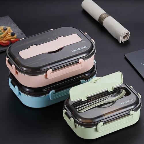 New portable 304 stainless steel lunch box Japanese-style compartment lunch box kitchen leakproof food container