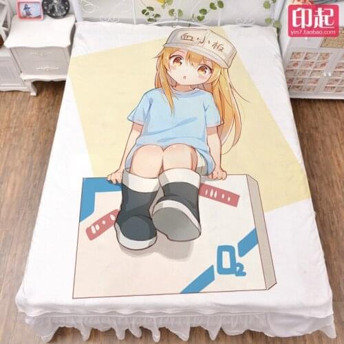 September update Japan Anime Cells at Work! Platelet Kesshoban bed milk fiber sheet & flannel blanket summer quilt 150x200cm