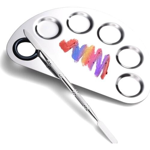 1Pc Stainless Steel Watercolor Paint Palette Tray Mixing Rod Spatula Set Nail Art School Supplies Oil Painting Makeup Tools Te19