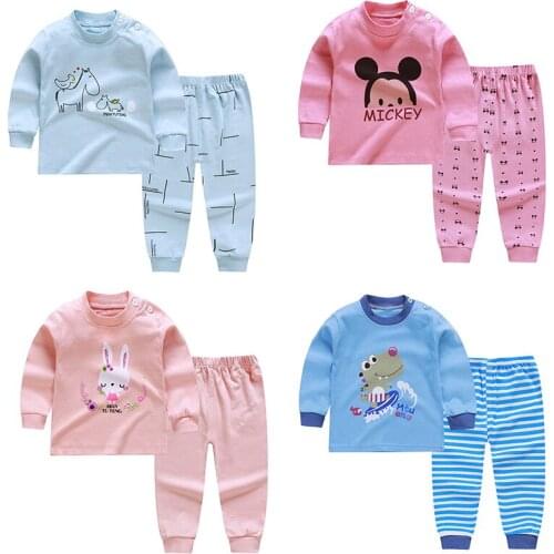 Cute Childrens underwear suit cotton new boys and girls toddler clothes printed cartoon pajamas baby autumn clothes